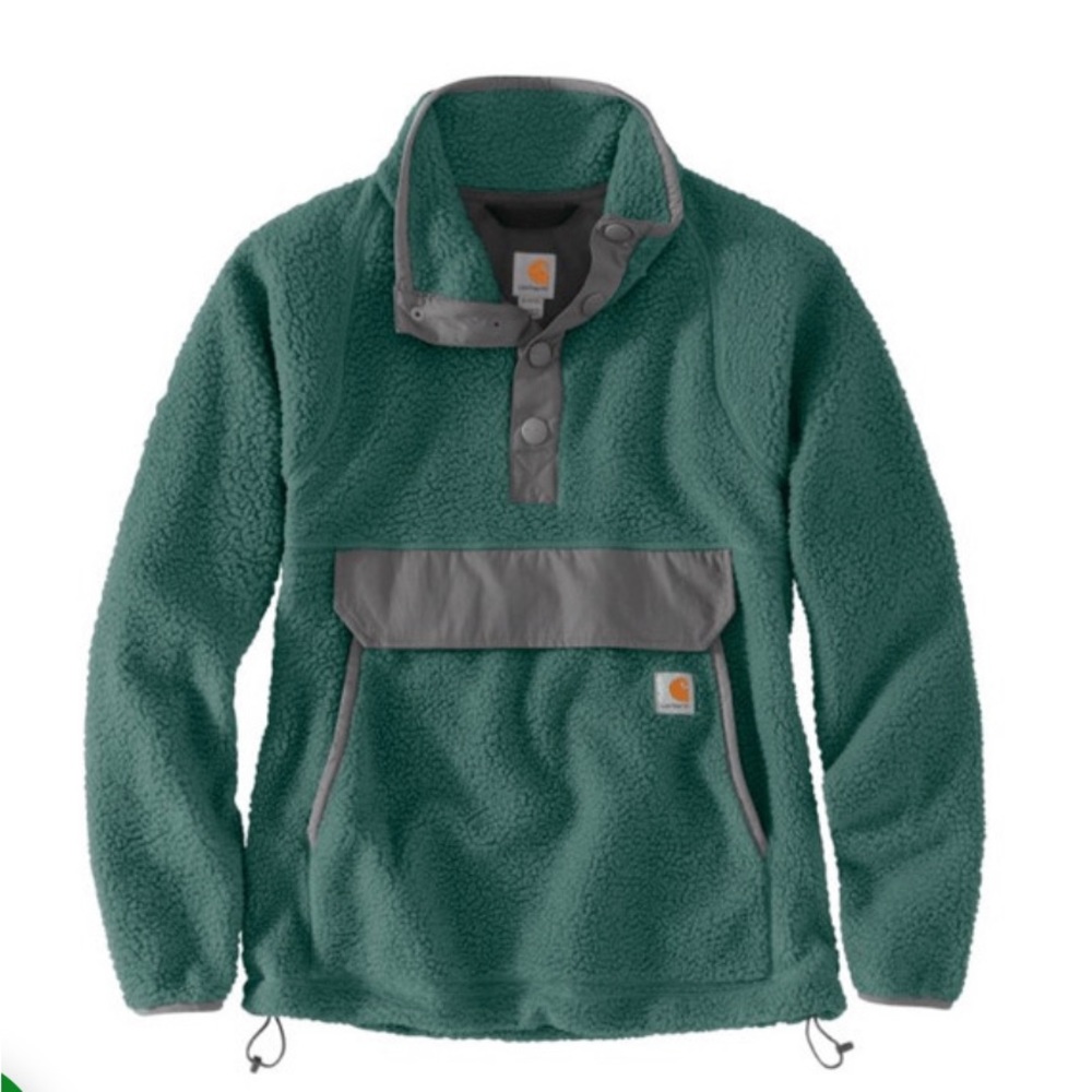 CARHARTT WOMEN’S FLEECE QUARTER SNAP FRONT JACKET – SLATE GREEN Relaxed Fit